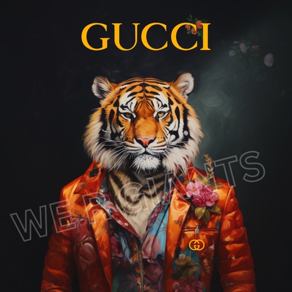 GUCCI ART GUCCI TIGER PRINT 11X14 BY DENARDAI-GREAT GIF FOR GUCCI FANS - Picture 2 of 2